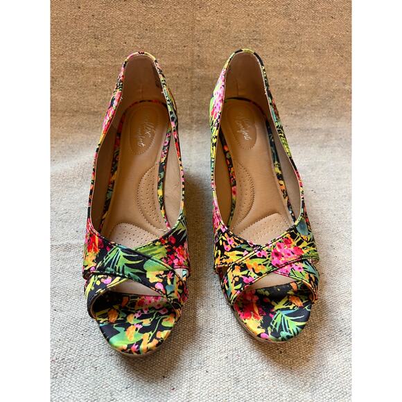 Dexflex Comfort Wedges Heels Sandals Women's 7 Tropical Colorful Beach Island - Picture 4 of 7